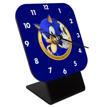 Sonic the hedgehog, Quartz Wooden table clock with hands (10cm)