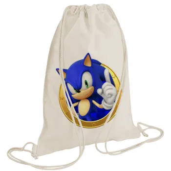 Sonic the hedgehog, Τσάντα πλάτης πουγκί GYMBAG natural (28x40cm)