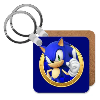 Sonic the hedgehog, Μπρελόκ Ξύλινο τετράγωνο MDF