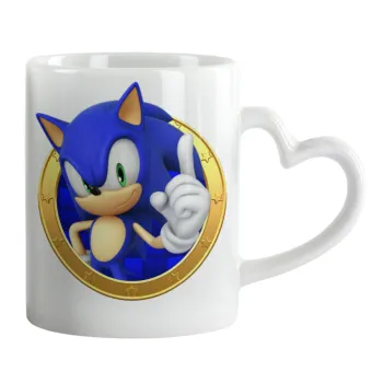 Sonic the hedgehog, Mug heart handle, ceramic, 330ml
