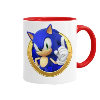 Sonic the hedgehog, Mug colored red, ceramic, 330ml