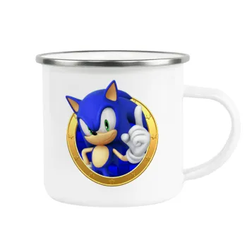 Sonic the hedgehog, Κούπα Μεταλλική εμαγιέ λευκη 360ml