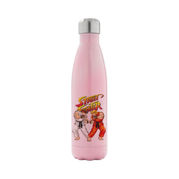 Street fighter, Metal mug thermos Pink Iridiscent (Stainless steel), double wall, 500ml