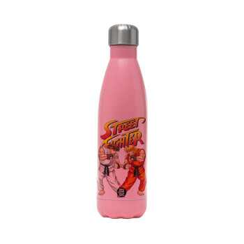 Street fighter, Metal mug thermos Pink Mat (Stainless steel), double wall, 500ml