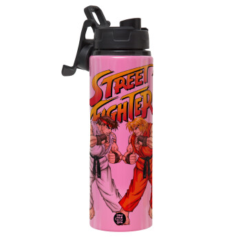 Street fighter, Μεταλλικό παγούρι νερού με καπάκι ασφαλείας, αλουμινίου 850ml