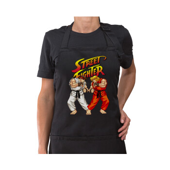 Street fighter, Ποδιά μακριά Σεφ ολόσωμη με τσέπες Μαύρη (ΕΝΗΛΙΚΩΝ)