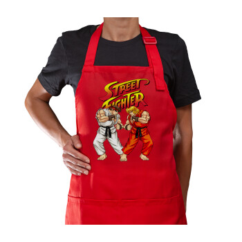 Street fighter, Ποδιά Μακριά Σεφ ολόσωμη με τσέπες Κόκκινη (ΕΝΗΛΙΚΩΝ)