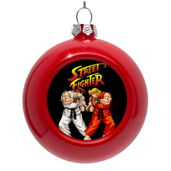 Street fighter, Red Christmas tree ornament bauble 8cm