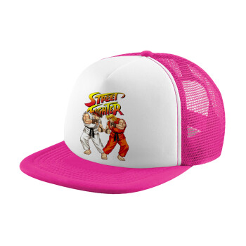 Street fighter, Καπέλο παιδικό Soft Trucker με Δίχτυ Pink/White 