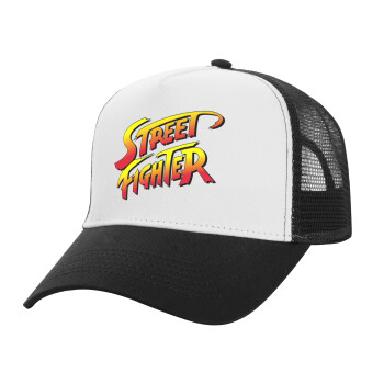 Street fighter, Καπέλο Ενηλίκων Structured Trucker, με Δίχτυ, ΛΕΥΚΟ/ΜΑΥΡΟ (100% ΒΑΜΒΑΚΕΡΟ, ΕΝΗΛΙΚΩΝ, UNISEX, ONE SIZE)