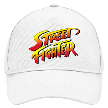 Street fighter, Adult Baseball Cap, Drill, White (100% COTTON, ADULT, UNISEX, ONE SIZE)