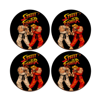 Street fighter, ΣΕΤ x4 Σουβέρ ξύλινα στρογγυλά plywood (9cm)