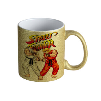 Street fighter, Κούπα Χρυσή Glitter που γυαλίζει, κεραμική, 330ml
