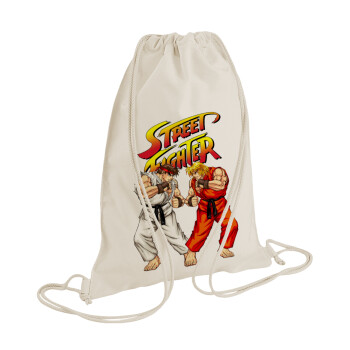 Street fighter, Backpack bag GYMBAG natural (28x40cm)