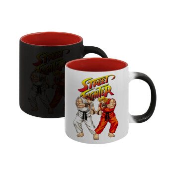 Street fighter, Κούπα Μαγική εσωτερικό κόκκινο, κεραμική, 330ml που αλλάζει χρώμα με το ζεστό ρόφημα