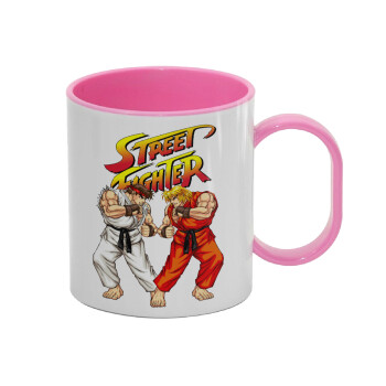 Street fighter, Κούπα (πλαστική) (BPA-FREE) Polymer Ροζ για παιδιά, 330ml