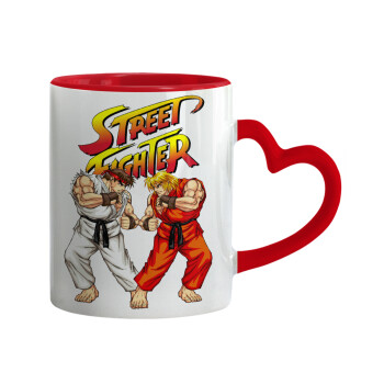 Street fighter, Mug heart red handle, ceramic, 330ml