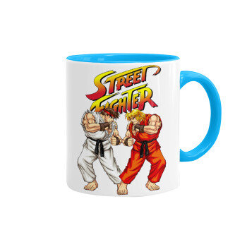 Street fighter, Κούπα χρωματιστή γαλάζια, κεραμική, 330ml