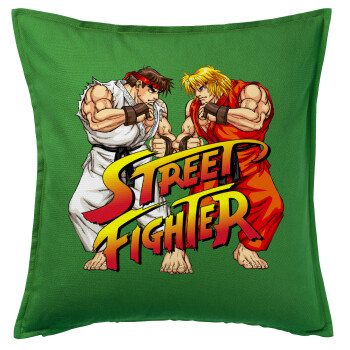 Street fighter, Μαξιλάρι καναπέ Πράσινο 100% βαμβάκι, περιέχεται το γέμισμα (50x50cm)