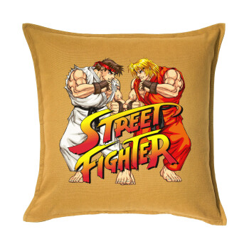 Street fighter, Sofa cushion YELLOW 50x50cm includes filling