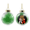 Στολίδι Χριστουγεννιάτικη μπάλα δένδρου διάφανη με πράσινο γέμισμα 8cm