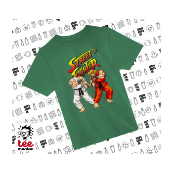Street fighter, Άνετο παιδικό T-Shirt ΠΡΑΣΙΝΟ από 100% βαμβάκι, για κάθε μέρα. Vegan & OEKO-TEX πιστοποιημένο.