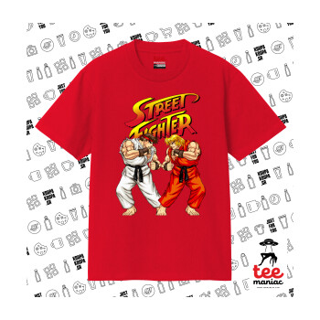 Street fighter, Κλασικό T-Shirt, διπλής ραφής, χωρίς πλευρικές ραφές ΚΟΚΚΙΝΟ από 100% βαμβάκι. Vegan & OEKO-TEX πιστοποιημένο.