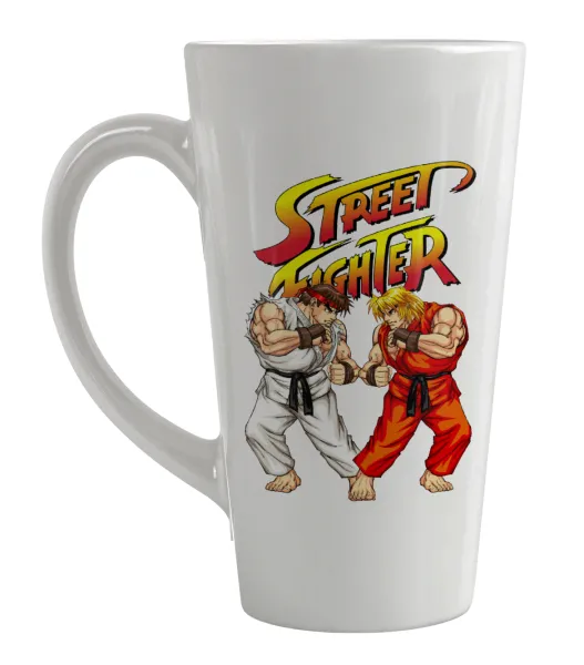 Street fighter — Large tapered latte mug, ceramic, 450ml