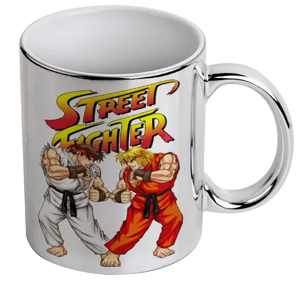 Street fighter — Κούπα κεραμική, ασημένια καθρέπτης, 330ml