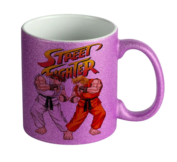 Street fighter — Κούπα Μωβ Glitter που γυαλίζει, κεραμική, 330ml