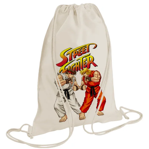 Street fighter — Backpack bag GYMBAG natural (28x40cm)