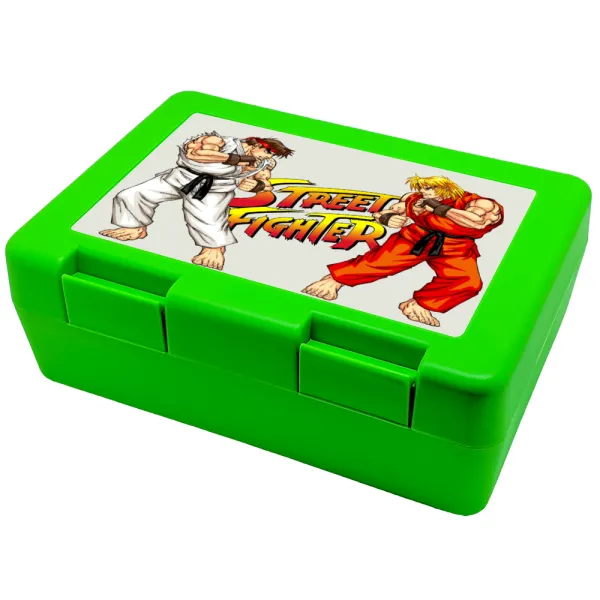 Street fighter — Children's cookie container GREEN 185x128x65mm (BPA free plastic)