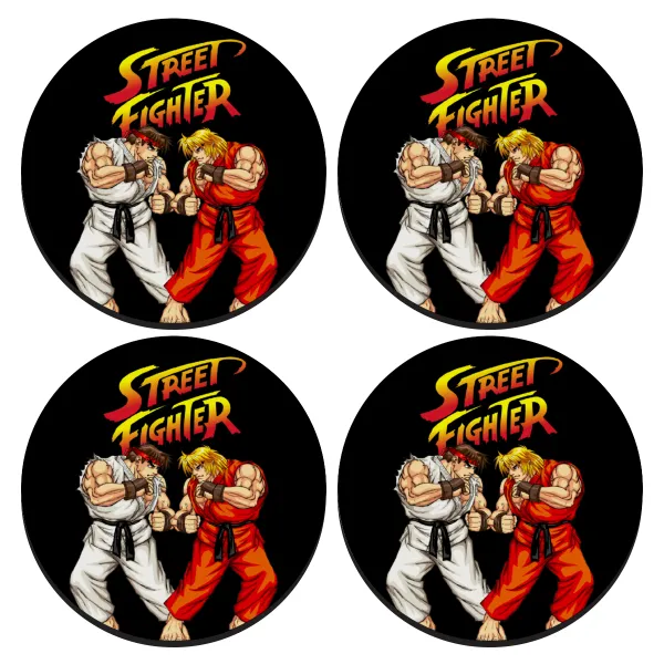 Street fighter — ΣΕΤ 4 Σουβέρ ξύλινα στρογγυλά (9cm)