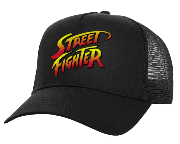 Street fighter — Καπέλο Ενηλίκων Structured Trucker, με Δίχτυ, Μαύρο (100% ΒΑΜΒΑΚΕΡΟ, ΕΝΗΛΙΚΩΝ, UNISEX, ONE SIZE)
