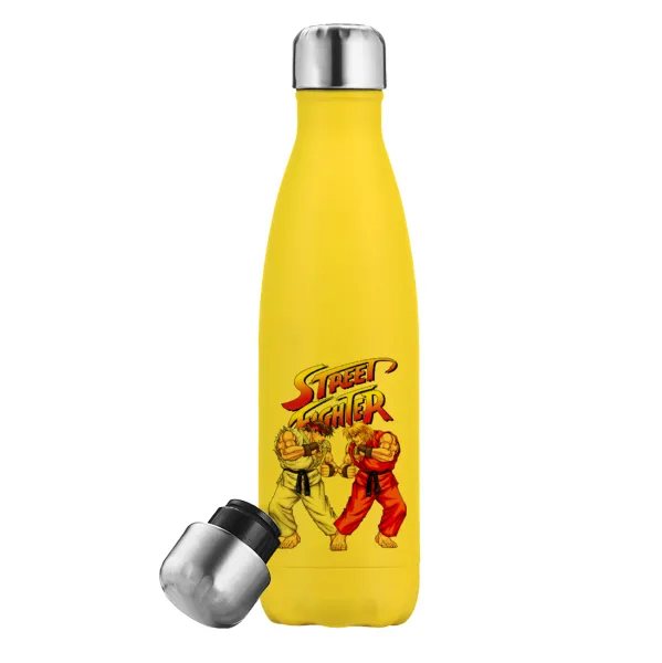 Street fighter — Yellow Stainless Steel Metallic Thermos, double-walled, 500ml