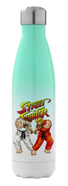 Street fighter — Μεταλλικό παγούρι θερμός Πράσινο/Λευκό (Stainless steel), διπλού τοιχώματος, 500ml