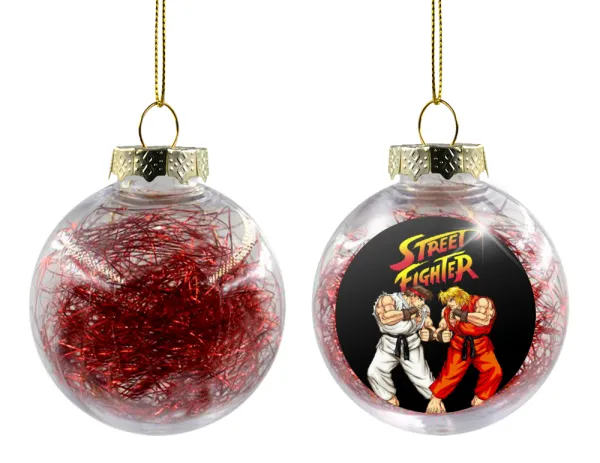 Street fighter — Transparent Christmas tree ball ornament with red filling 8cm