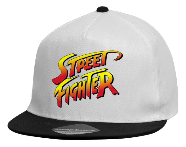 Street fighter — Child's Flat Snapback Hat, White (100% COTTON, CHILDREN'S, UNISEX, ONE SIZE)