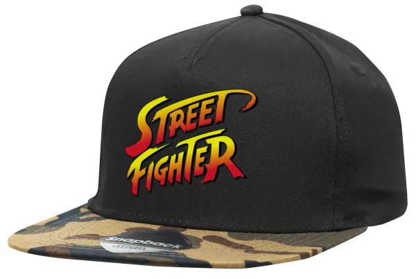 Street fighter — Καπέλο Ενηλίκων Flat Snapback Μαύρο/Παραλλαγή, (100% ΒΑΜΒΑΚΕΡΟ TWILL, ΕΝΗΛΙΚΩΝ, UNISEX, ONE SIZE)