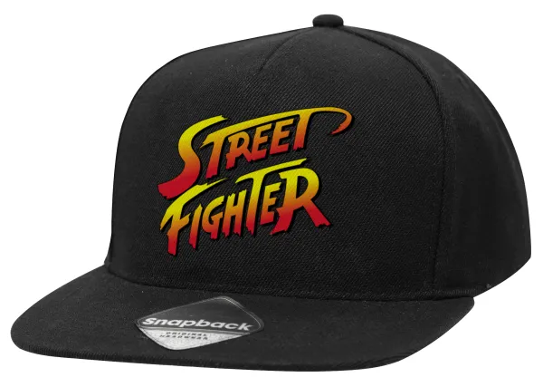 Street fighter — Καπέλο Ενηλίκων Flat Snapback Μαύρο, (100% ΒΑΜΒΑΚΕΡΟ TWILL, ΕΝΗΛΙΚΩΝ, UNISEX, ONE SIZE)