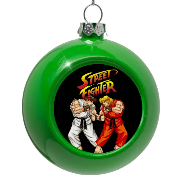 Street fighter — Green Christmas tree ornament bauble 8cm