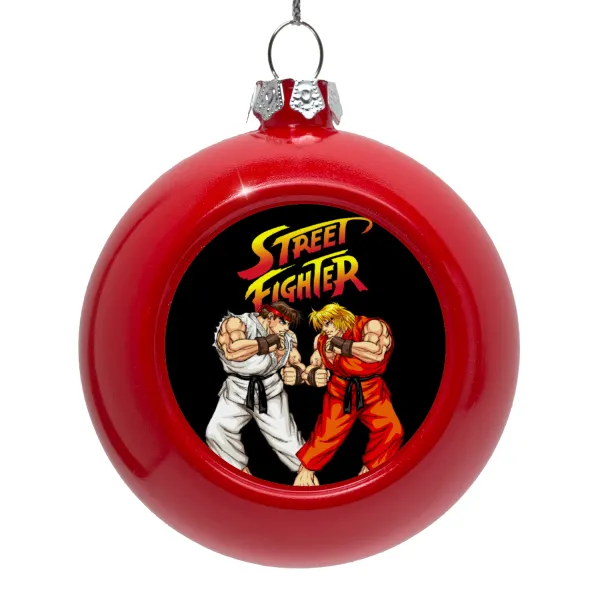 Street fighter — Red Christmas tree ornament bauble 8cm