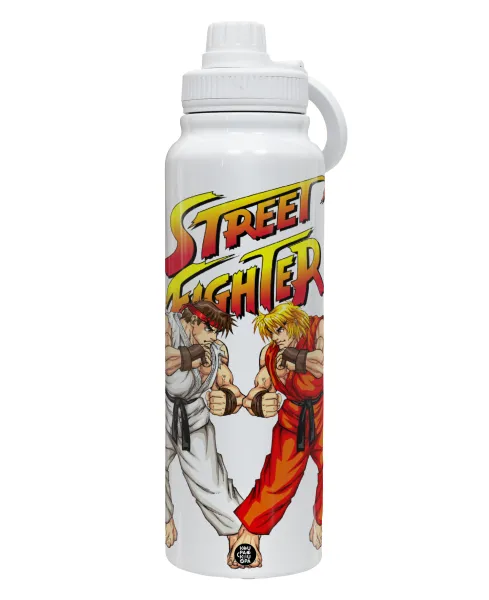 Street fighter — 1L Stainless Steel Thermal Bottle with Phone Holder & Double Wall Insulation