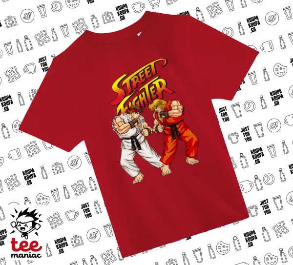 Street fighter — RED childrens T-Shirt made of 100% cotton, for every day. Vegan & OEKO-TEX certified.