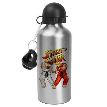 Street fighter, Metallic water jug, Silver, aluminum 500ml