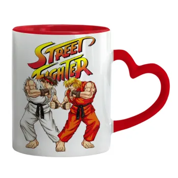 Street fighter, Mug heart red handle, ceramic, 330ml