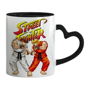 Street fighter, Mug heart black handle, ceramic, 330ml