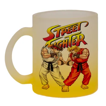 Street fighter, Κούπα γυάλινη δίχρωμη με βάση το κίτρινο ματ, 330ml