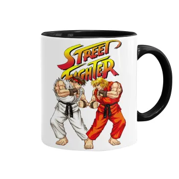 Street fighter, Κούπα χρωματιστή μαύρη, κεραμική, 330ml