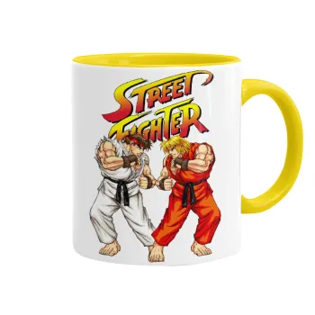 Street fighter, Κούπα χρωματιστή κίτρινη, κεραμική, 330ml